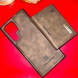 Wallet Case Back Cover Magnetic  with Trifold Wallet Card Holder Pocket (Coffee)